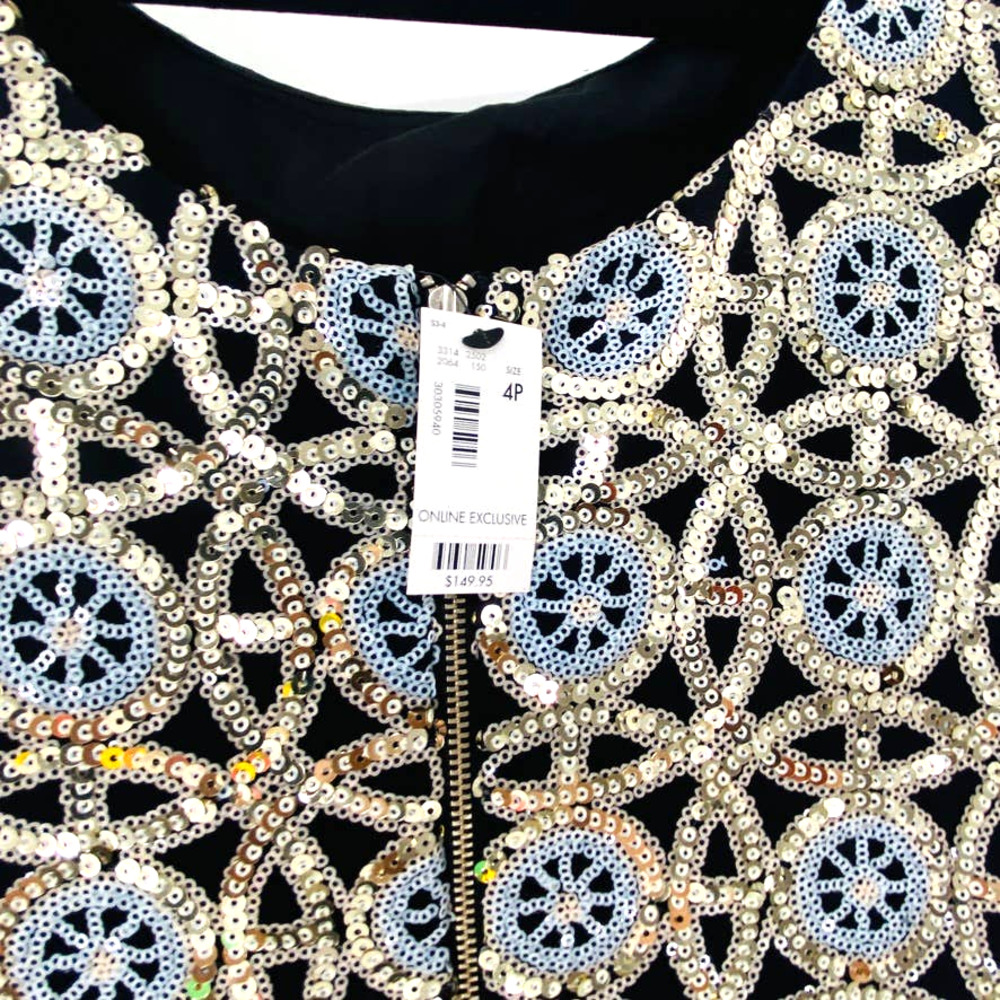 The Limited Exclusive Sequin Shift Dress Lined Black Silver Gold Size 4 Sm NWT - Picture 5 of 15